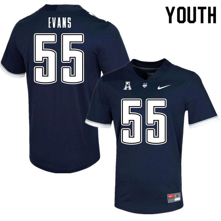 Youth #55 MarQuayveon Evans Uconn Huskies College Football Jerseys Sale-Navy